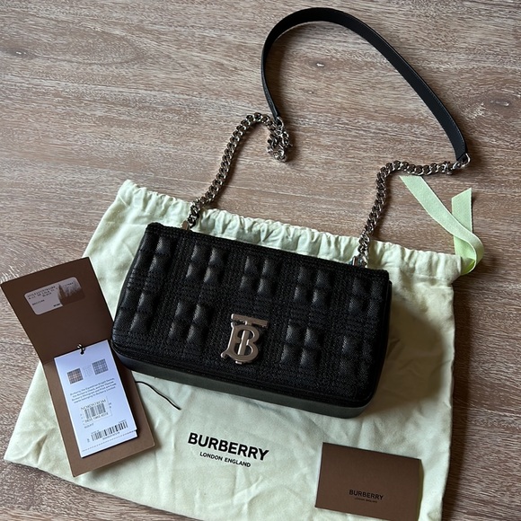 Burberry Small Lola Quilted Check Leather Shoulder Bag Black - Picture 2 of 12